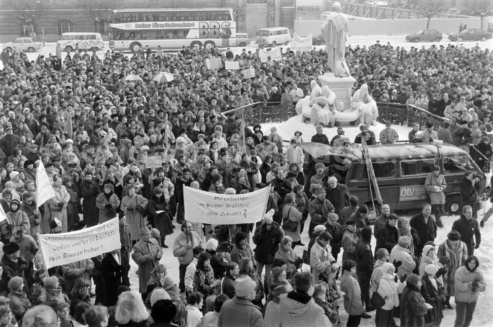 GDR photo archive: Berlin - Demonstration on the Academy Square today Gendarmenmarkt in front of the Academy of Sciences in Berlin-Mitte