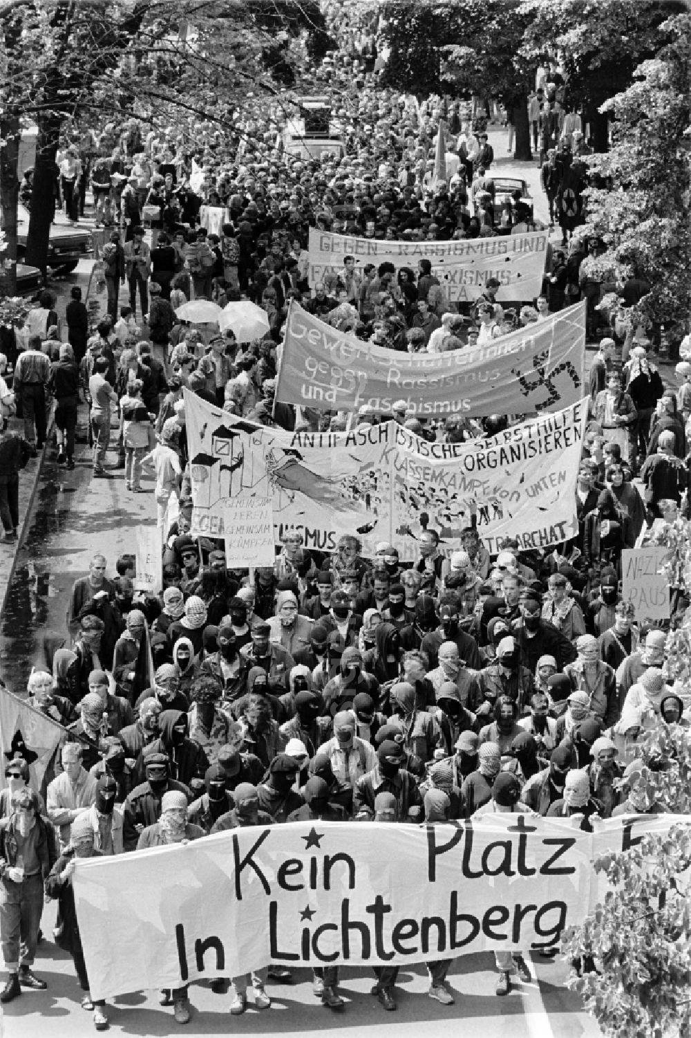 Berlin: Anti-fascist demonstration in Lichtenberg East Berlin on the territory of the former GDR, German Democratic Republic