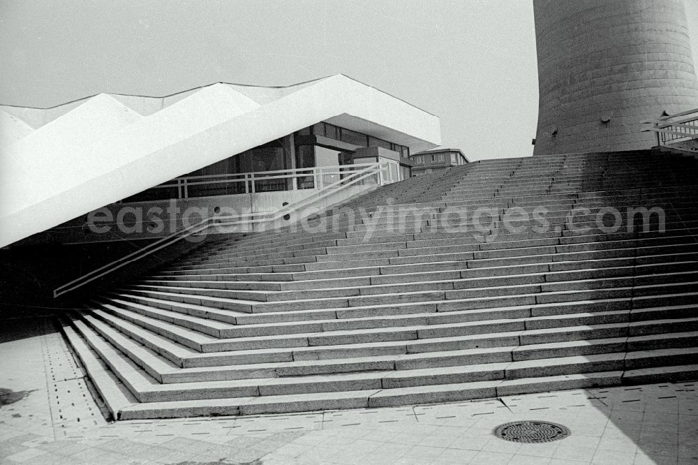 GDR image archive: Berlin - Facade elements of contemporary architecture of the stairs between the television tower folds on Panoramastrasse in the Mitte district of Berlin East Berlin in the area of the former GDR, German Democratic Republic