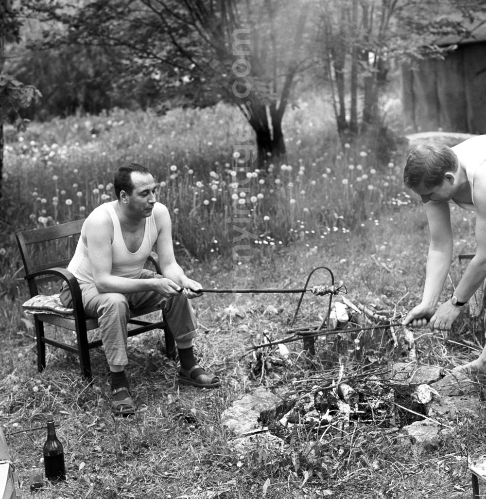 GDR image archive: Berlin - Köpenick - Outing with friends for a barbecue on a weekend property in Berlin - Köpenick