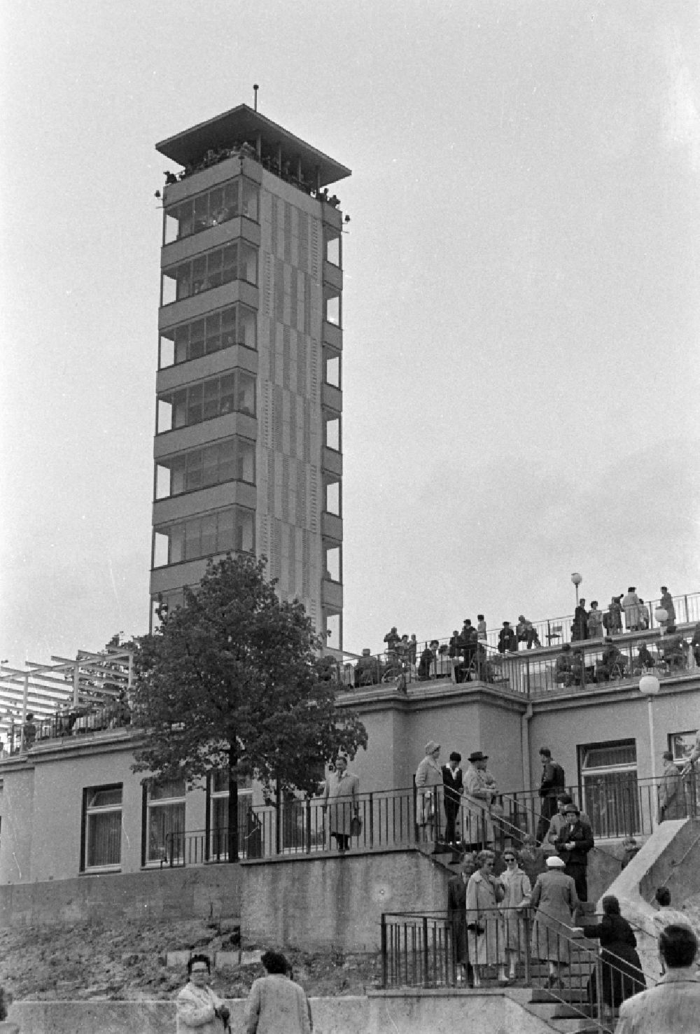 Berlin: Structure of the observation tower on street Strasse zum Mueggelturm in the district Gruenau in Berlin Eastberlin on the territory of the former GDR, German Democratic Republic