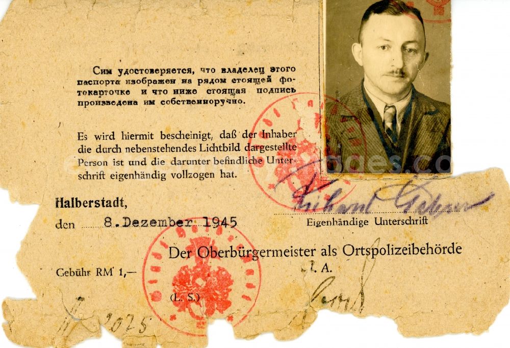 GDR image archive: Halberstadt - Reproduction Identification paper - proof of identity issued in Halberstadt in the state Saxony-Anhalt on the territory of the former russian - soviet occupation zone