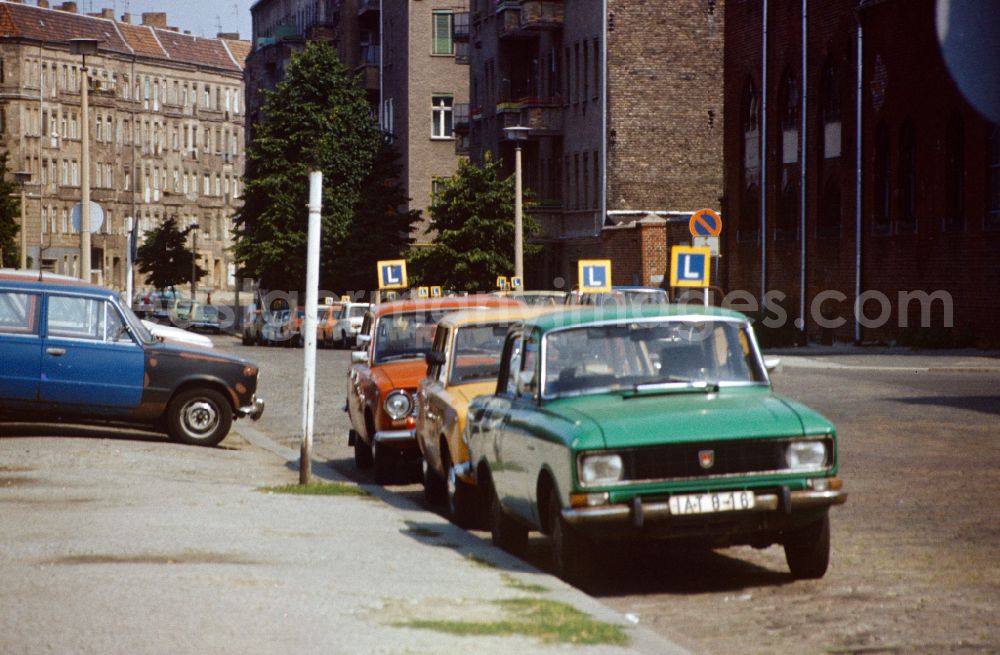 Berlin: Cars from a driving school are parked on a street in Berlin in the area of the former GDR, German Democratic Republic