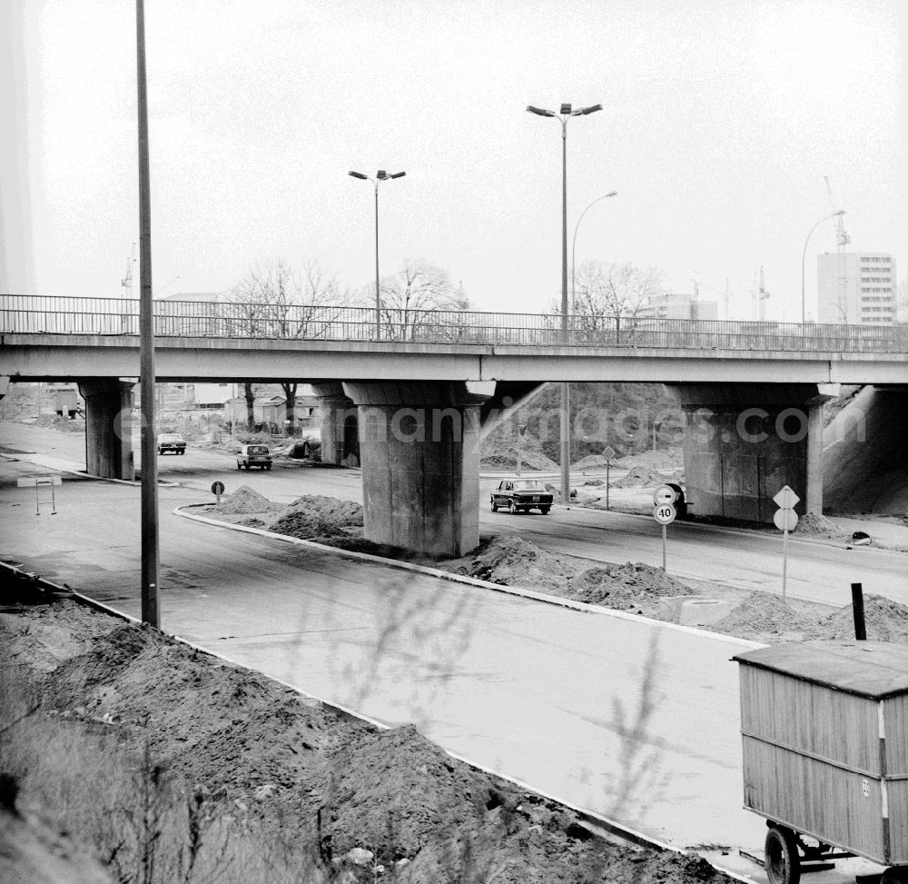 GDR image archive: Berlin - Construction site for the new bridge Landsberger Allee across the Maerkische Allee in the district of Marzahn in Berlin, the former capital of the GDR, German Democratic Republic