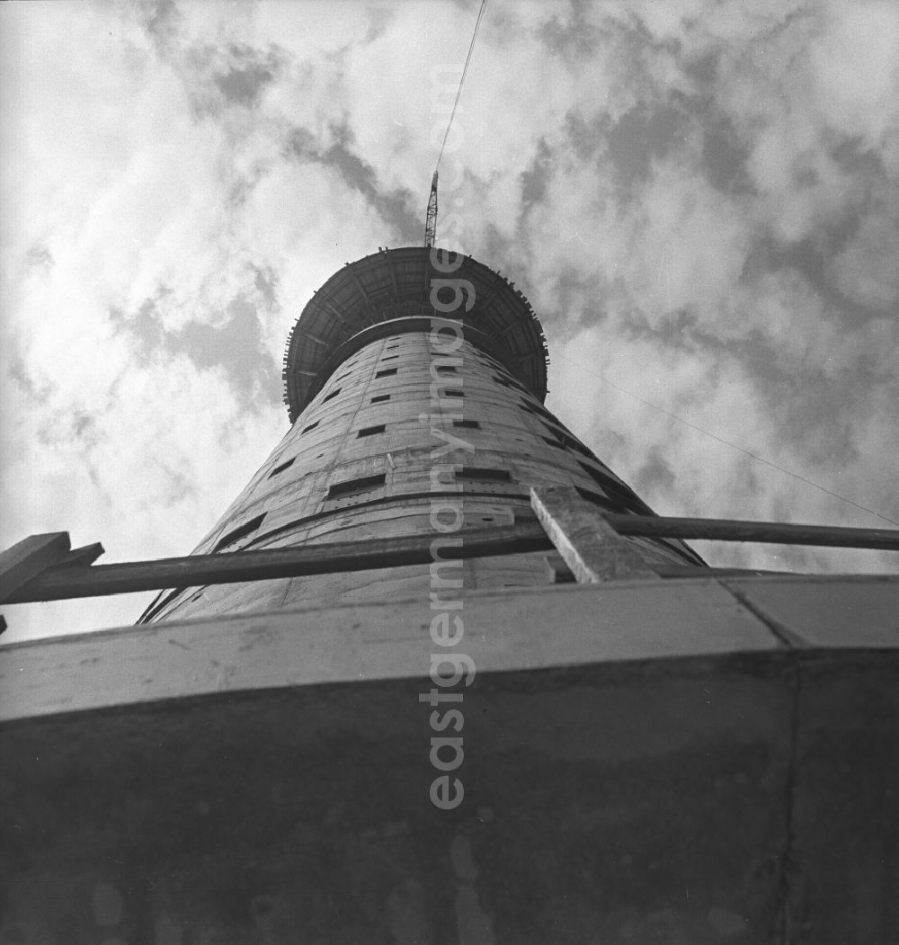 GDR photo archive: Berlin Mitte - Construction site for the construction of the Berlin TV Tower in the city center of East Berlin - Mitte in the GDR - German Demokrtatische Republic