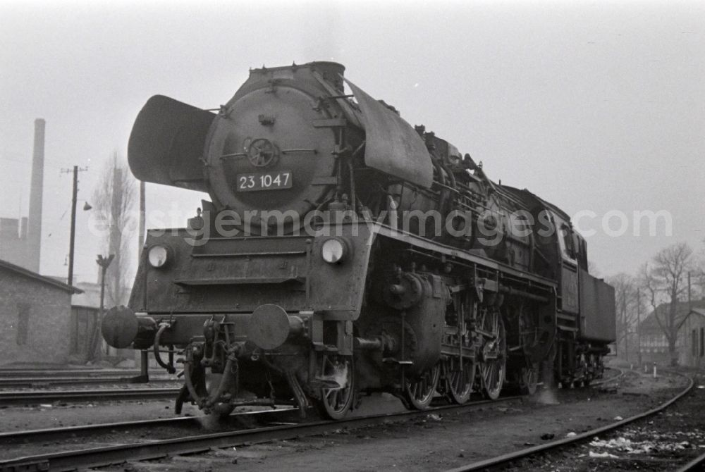 GDR photo archive: Halberstadt - Maintenance and repair work on the operation of steam locomotives of the Deutsche Reichsbahn of the construction series 23 in Halberstadt in the state Saxony-Anhalt on the territory of the former GDR, German Democratic Republic