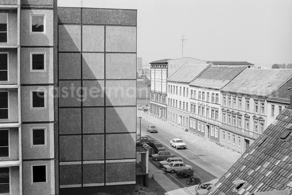 GDR image archive: Magdeburg - View at the balcony on the old buildings in the waste dump liver street in Magdeburg in the federal state Saxony-Anhalt in the area of the former GDR, German democratic republic
