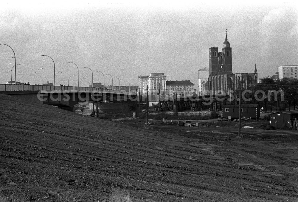 GDR image archive: Magdeburg - View over one of the current bridge towards St. John's Church in Magdeburg in Saxony - Anhalt