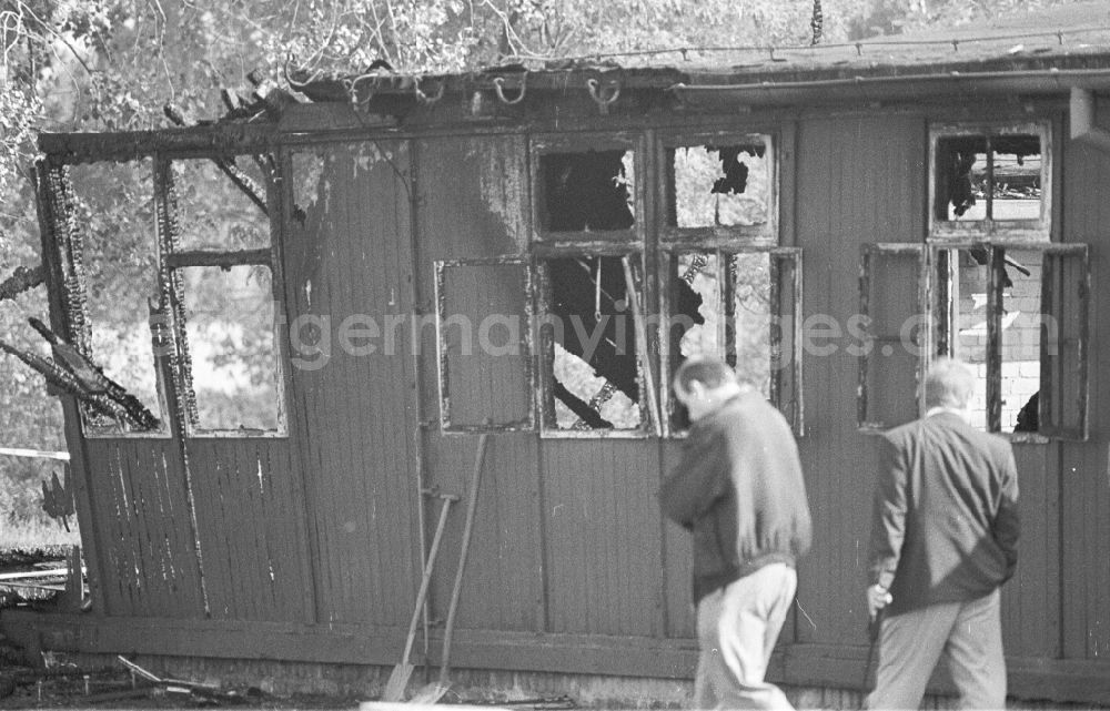 GDR image archive: Oranienburg - Arson attack on Jewish barracks in Sachsenhausen concentration camp in Oranienburg