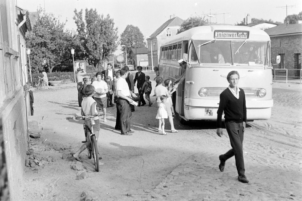 GDR picture archive: Graal-Müritz - Trolleybus on the road Ikarus 55 in local transport use in Graal-Mueritz, Mecklenburg-Western Pomerania on the territory of the former GDR, German Democratic Republic