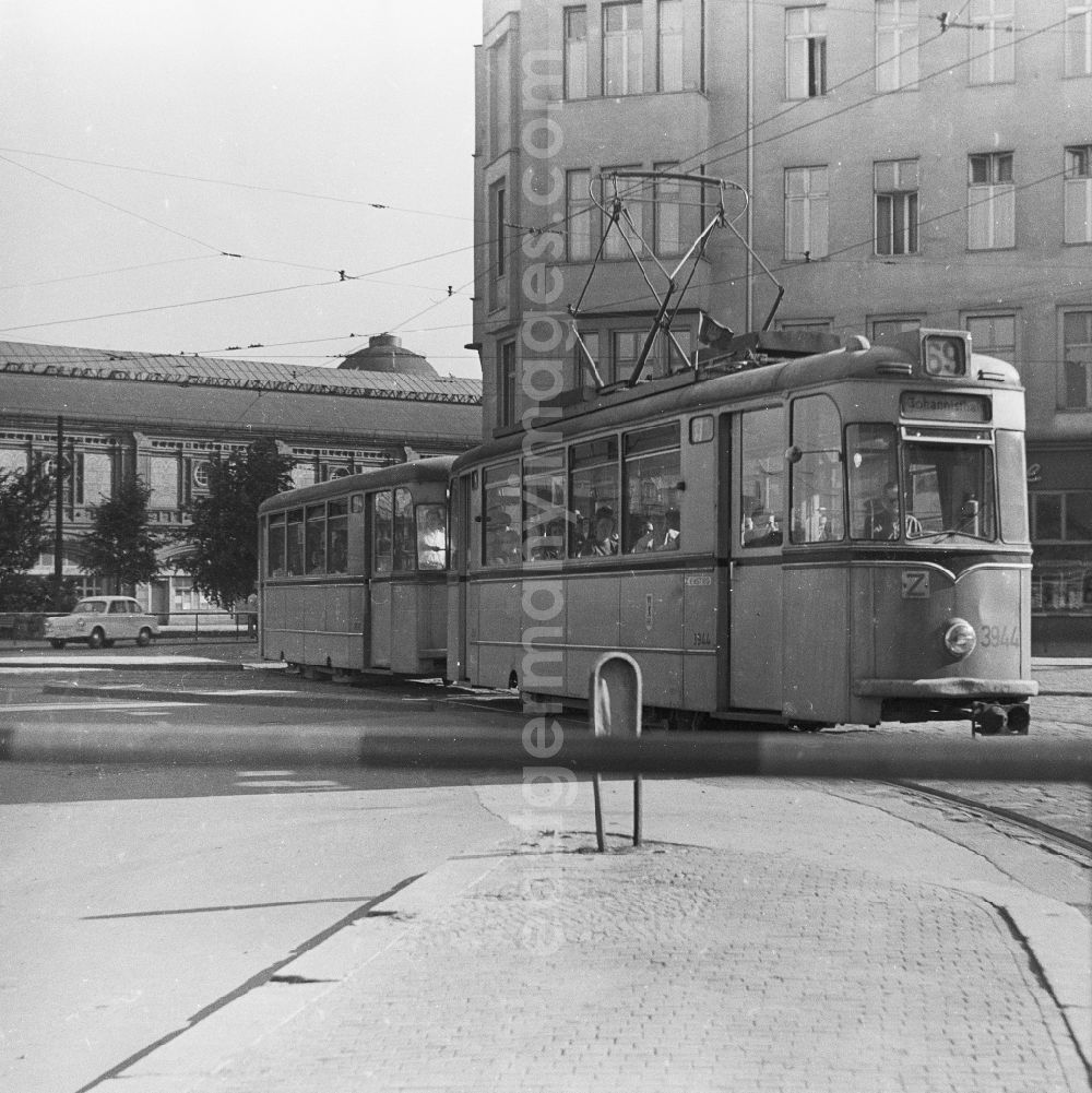 GDR image archive: Berlin - BVG Tram line 69 to Johannisthal in Berlin, the former capital of the GDR, German democratic republic