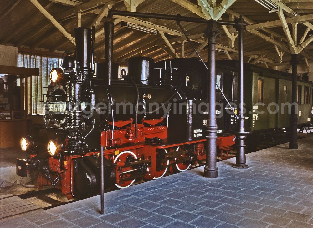 GDR picture archive: Lübbenau/Spreewald - Museum with a discarded Deutsche Reichsbahn narrow-gauge locomotive 9957