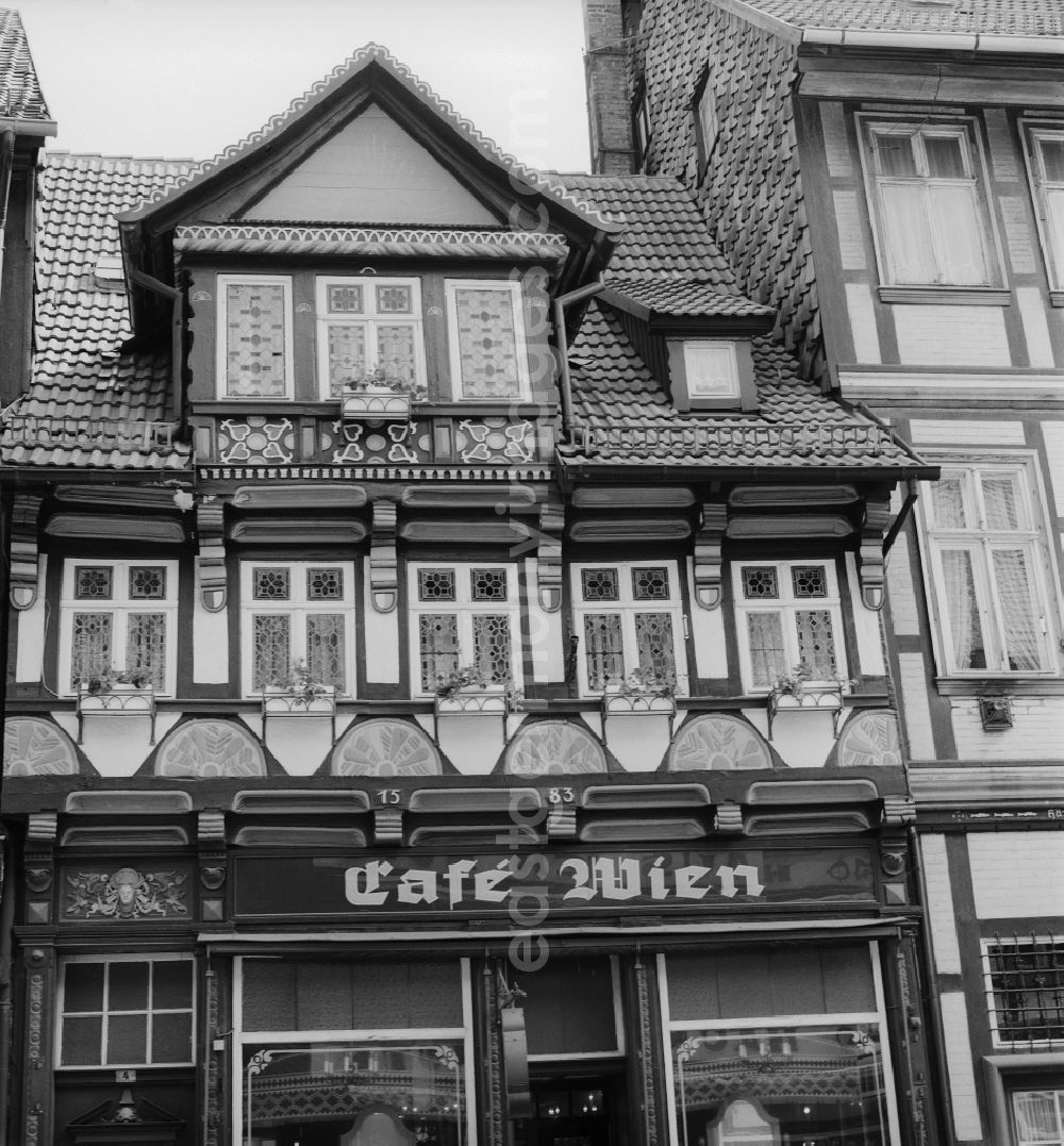 GDR photo archive: Wernigerode - The listed residential and commercial building Cafe Wien in Wernigerode in the federal state of Saxony-Anhalt on the territory of the former GDR, German Democratic Republic