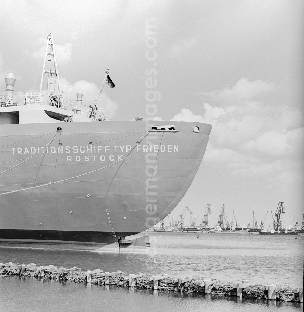 GDR picture archive: Rostock - The traditional type of vessel Peace in the port at the lower Warnow in Rostock in Mecklenburg-Vorpommern on the territory of the former GDR, German Democratic Republic. 197