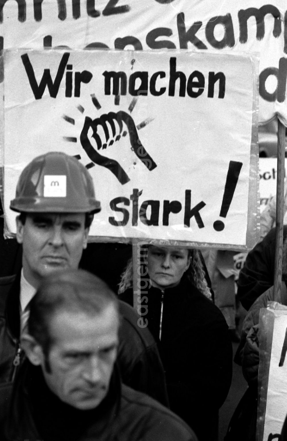 GDR photo archive: Berlin - Demonstration and street protest action before the trust headquarters at Wilhelmstrasse in Berlin, the former capital of the GDR, German Democratic Republic