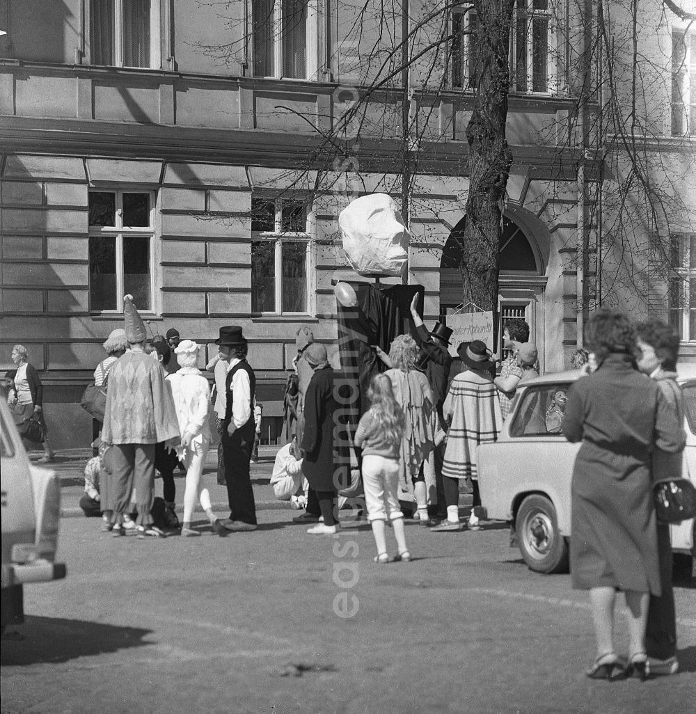 GDR picture archive: Potsdam - Demonstration with street protest on the Chernobyl nuclear disaster in Potsdam in the state Brandenburg in the area of the former GDR, German Democratic Republic