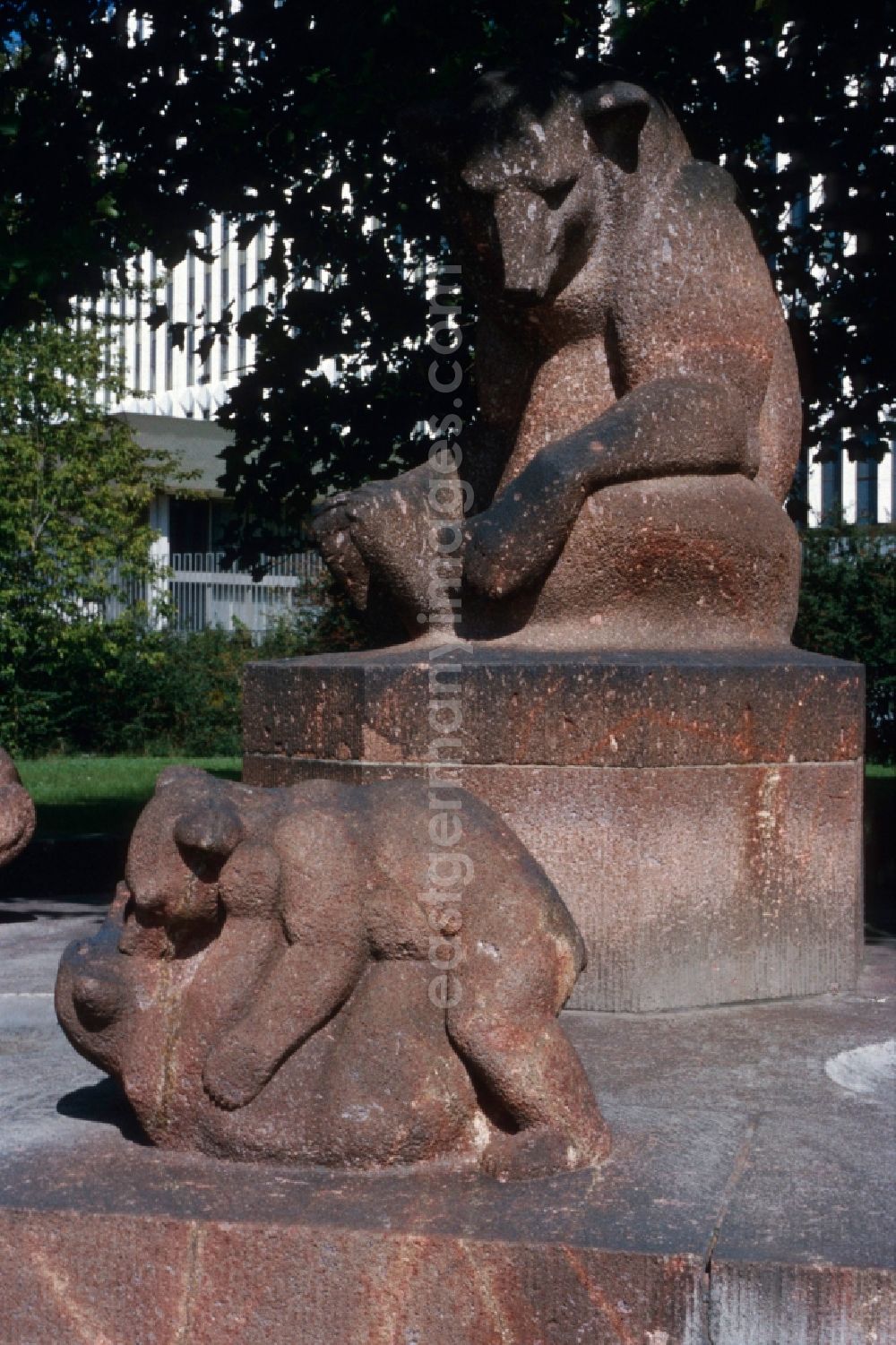 GDR picture archive: Berlin - Mitte - The bear-fountain in Berlin - Mitte is a fountain, which is the heraldic animal of Berlin as a family. The fountain is located at Werderscher Market