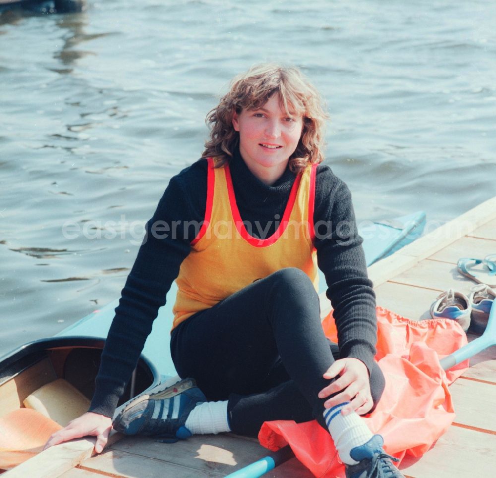Beetzsee: The German canoeist Birgit Fischer am Beetzsee in Brandenburg today. 1984 and 1993 Birgit Schmidt. She was a member of the Army Sports clubs forward Potsdam