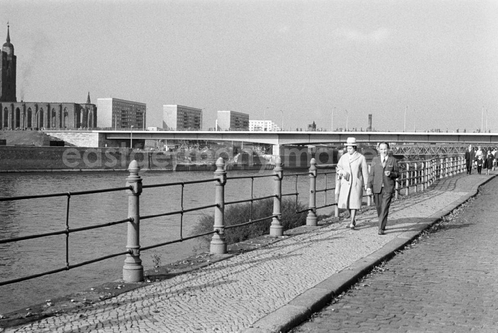 GDR image archive: Magdeburg - The new river bridge over the river Elbe in Magdeburg connects downtown with the district Werder on the Red Horn peninsula. It was inaugurated in 1965