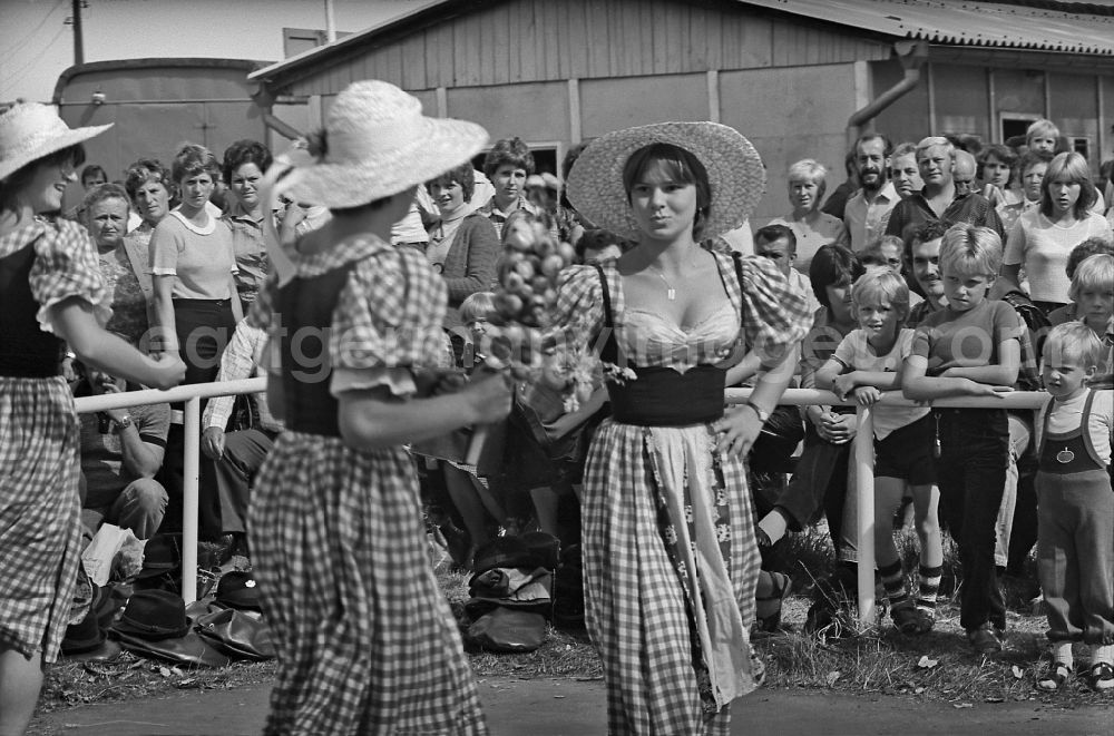 Paaren: Residents and guests as participants in the events on the occasion of a village festival in Paaren, Brandenburg on the territory of the former GDR, German Democratic Republic