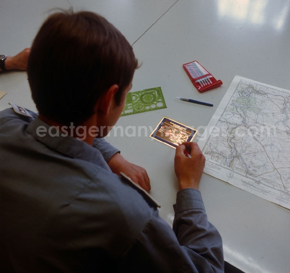 GDR picture archive: Lieberose - A cartographer of the NVA at work in Brandenburg