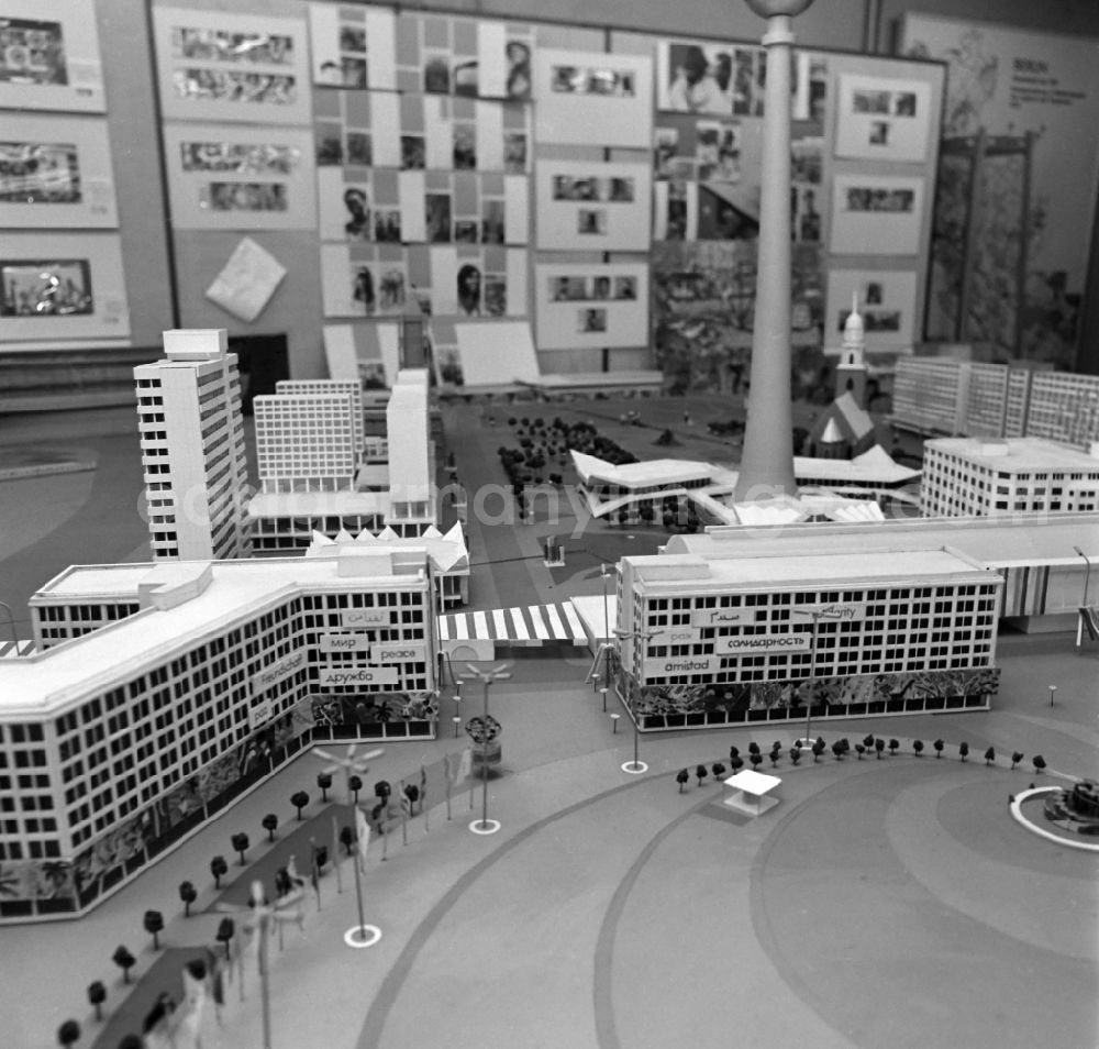 GDR picture archive: Berlin - A model of Alexanderplatz on the occasion of the 1973 World Festival in an exhibition in Berlin Eastberlin on the territory of the former GDR, German Democratic Republic
