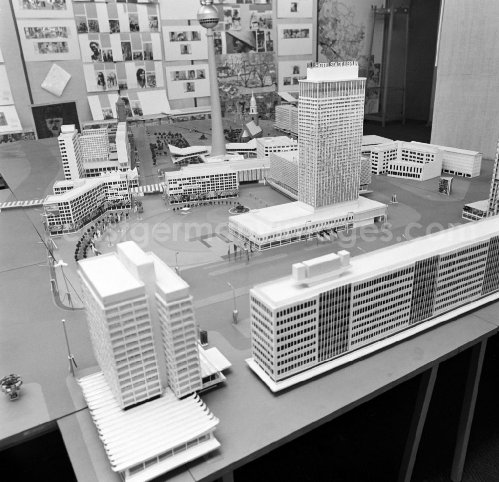 GDR photo archive: Berlin - A model of Alexanderplatz on the occasion of the 1973 World Festival in an exhibition in Berlin Eastberlin on the territory of the former GDR, German Democratic Republic