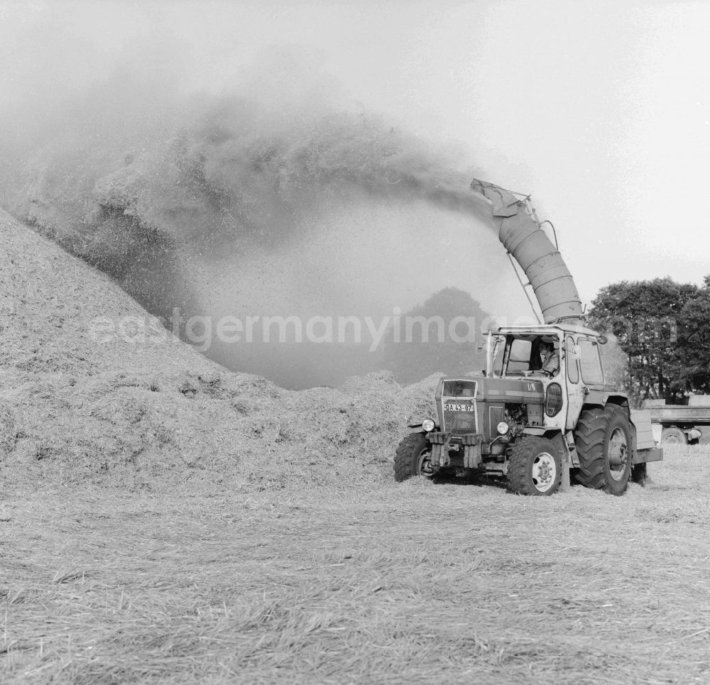 Rathenow: A harvester in action in a field in Trittsee / Klietz in Rathenow in Brandenburg on the territory of the former GDR, German Democratic Republic