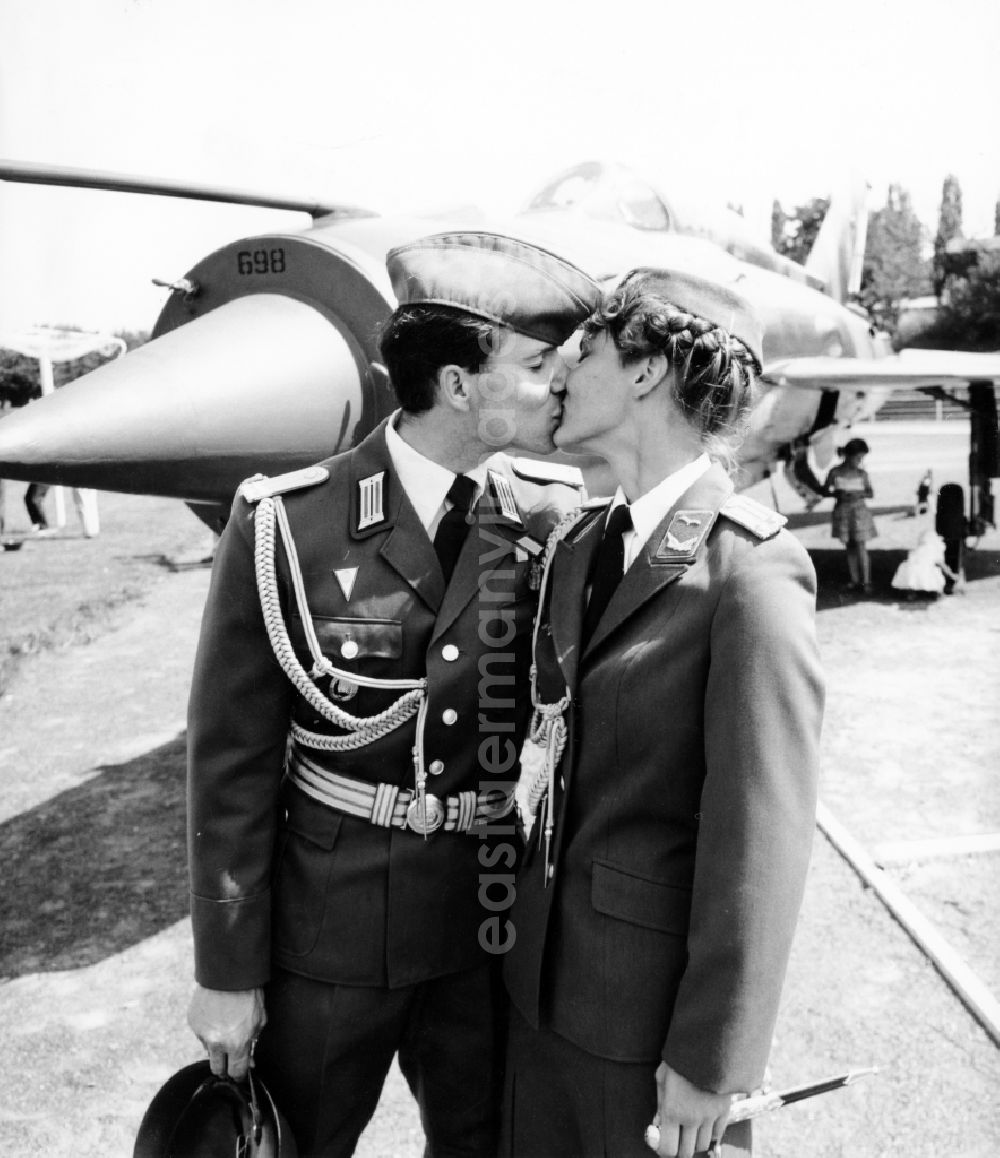 GDR picture archive: Kamenz - Appointment ceremony of officers of the LSK / LV air forces of the NVA National People's Army of the GDR at the officer school in Kamenz in present-day state of Saxony
