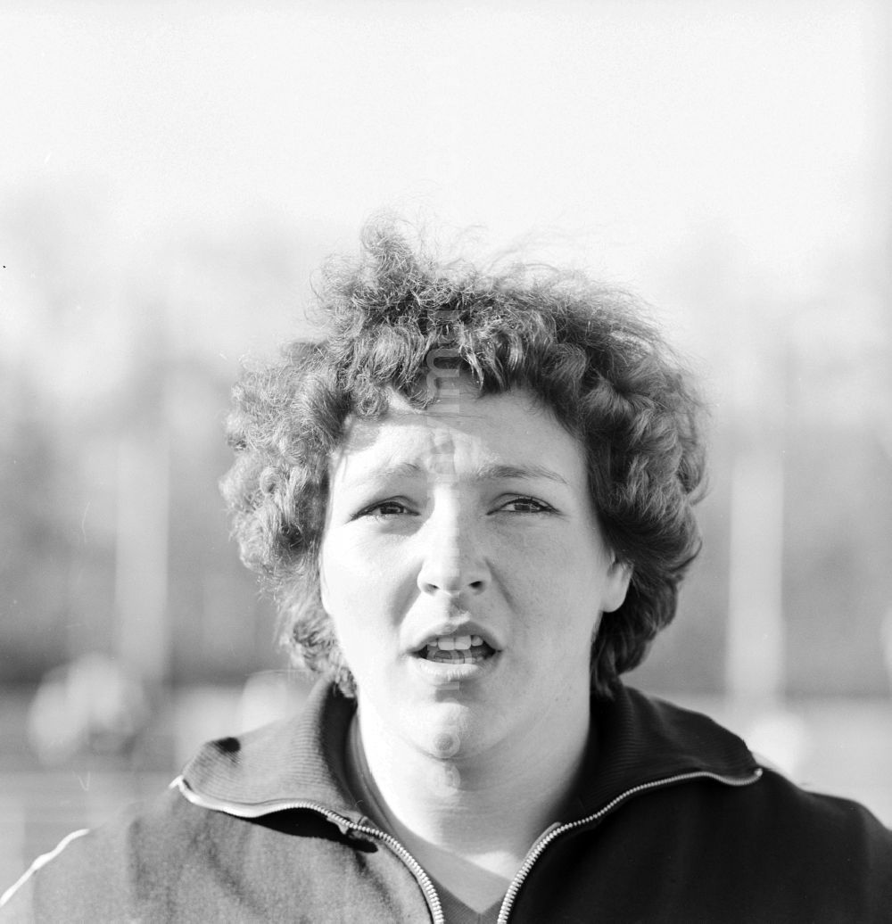 GDR picture archive: Potsdam - The Evelin Jahl, born Schlaak, divorced Herberg, two-time Olympic champion in the discus in Potsdam in Brandenburg on the territory of the former GDR, German Democratic Republic. She started for the Army Sports Club (ASK) forward Potsdam
