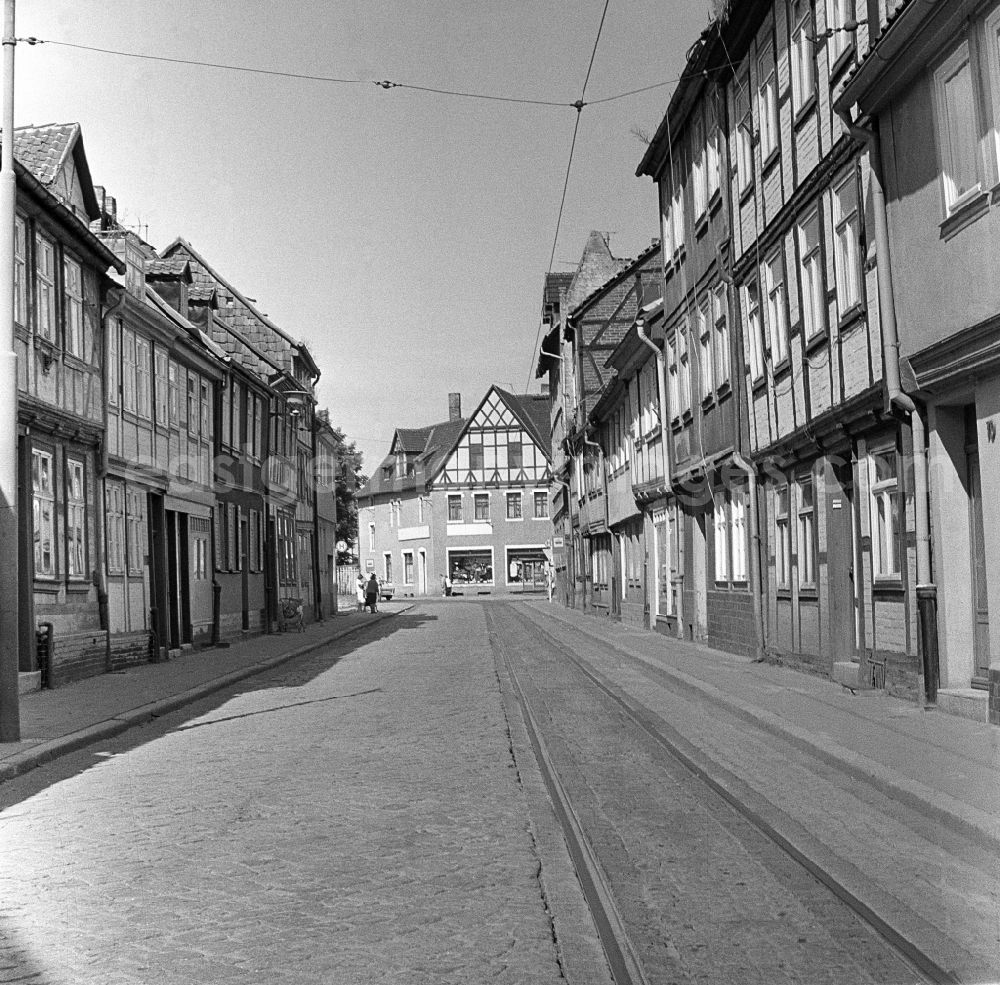GDR photo archive: Halberstadt - Half-timbered facade and building front in der Groeperstrasse in Halberstadt in the state Saxony-Anhalt on the territory of the former GDR, German Democratic Republic
