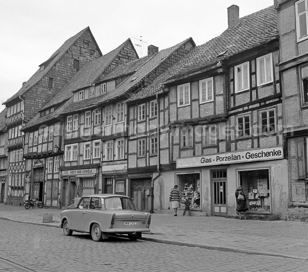 GDR photo archive: Halberstadt - Half-timbered facade and building front on Groeperstrasse in Halberstadt in the state Saxony-Anhalt on the territory of the former GDR, German Democratic Republic
