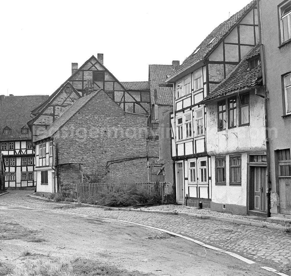 Halberstadt: Half-timbered facade and building front on street Kulkstrasse in Halberstadt in the state Saxony-Anhalt on the territory of the former GDR, German Democratic Republic