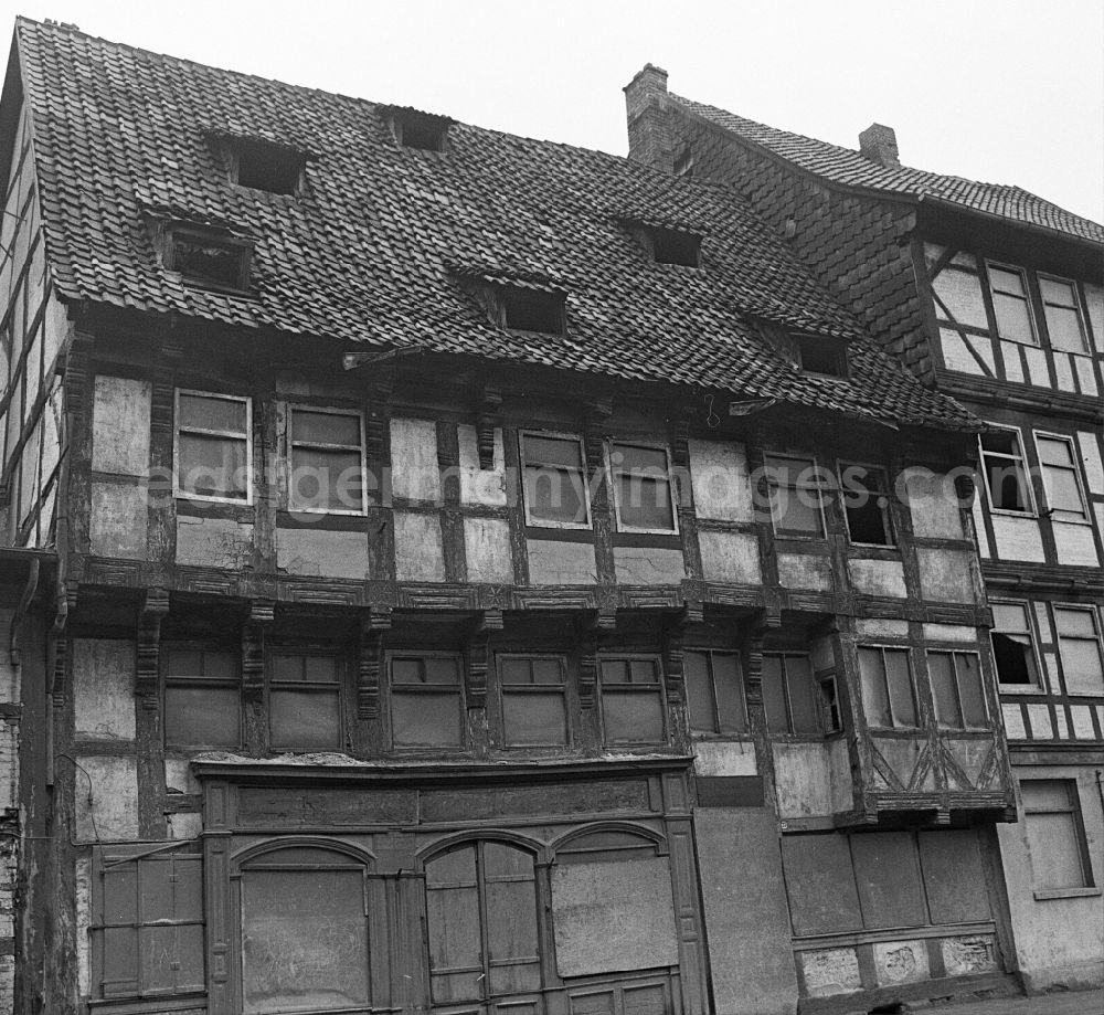 Halberstadt: Half-timbered facade and building front on street Westendorf in Halberstadt in the state Saxony-Anhalt on the territory of the former GDR, German Democratic Republic