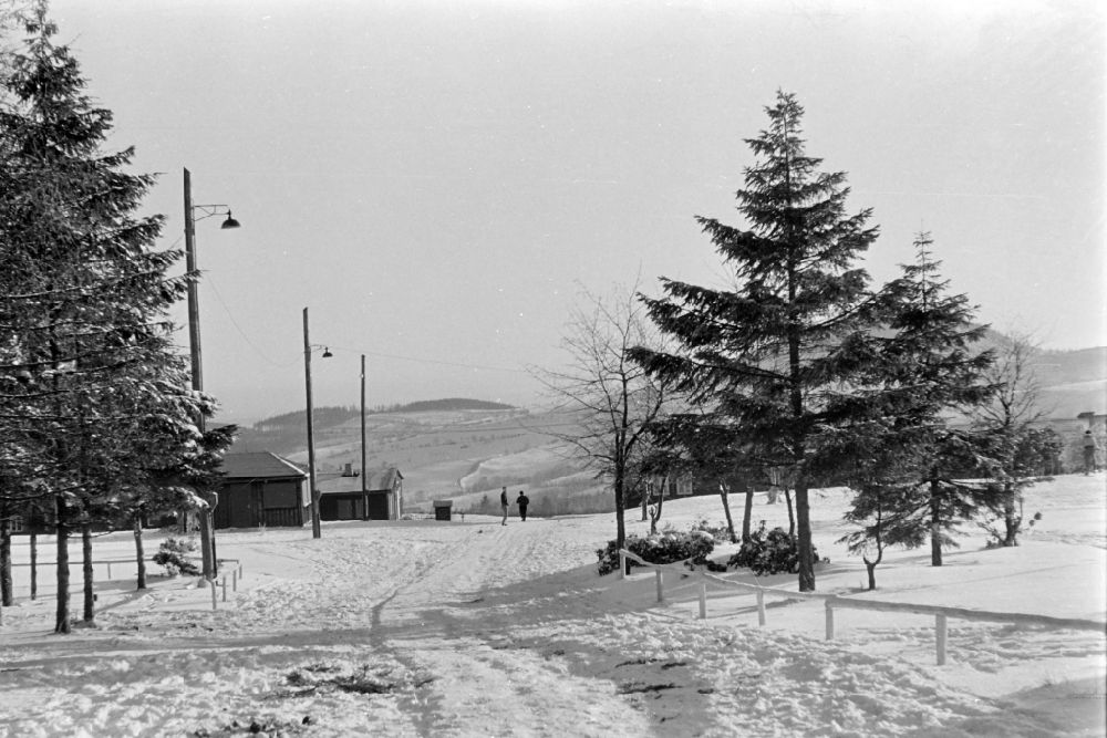 Altenberg: Summer camp operation with pupils and teenagers - covered in snow in winter in Altenberg, Saxony on the territory of the former GDR, German Democratic Republic