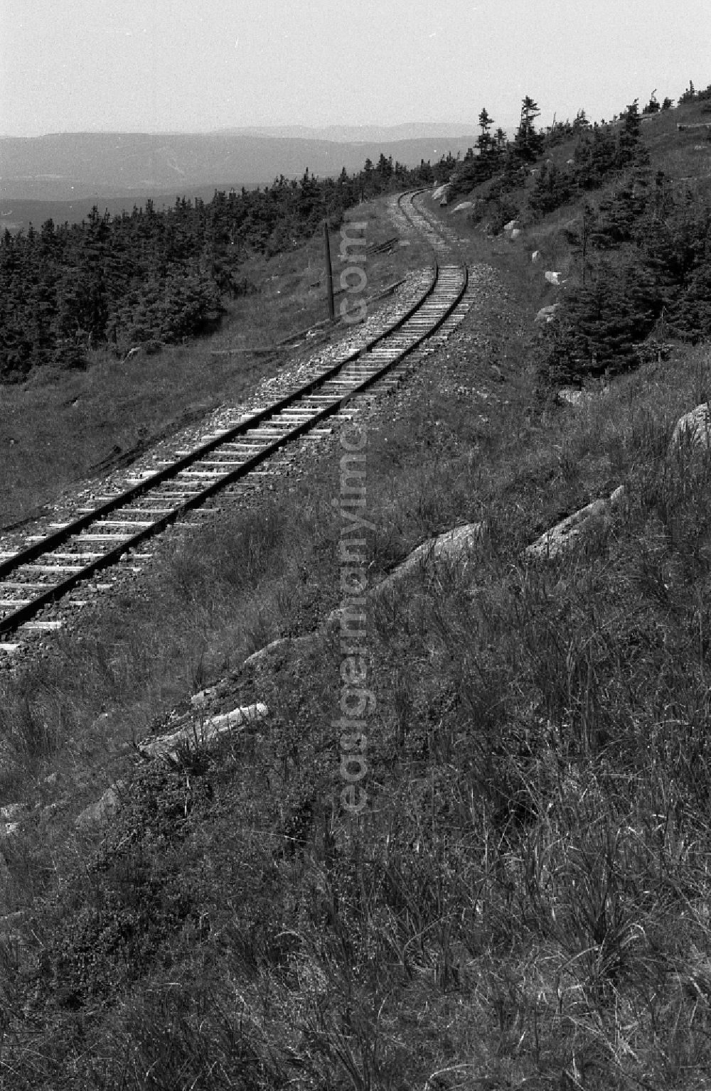 GDR photo archive: Schierke - Neglected track layout and track systems on the railway line on the summit plateau of the Brocken after its release for civilian visitor traffic in Schierke in the Harz in the state of Saxony-Anhalt in the area of the former GDR, German Democratic Republic