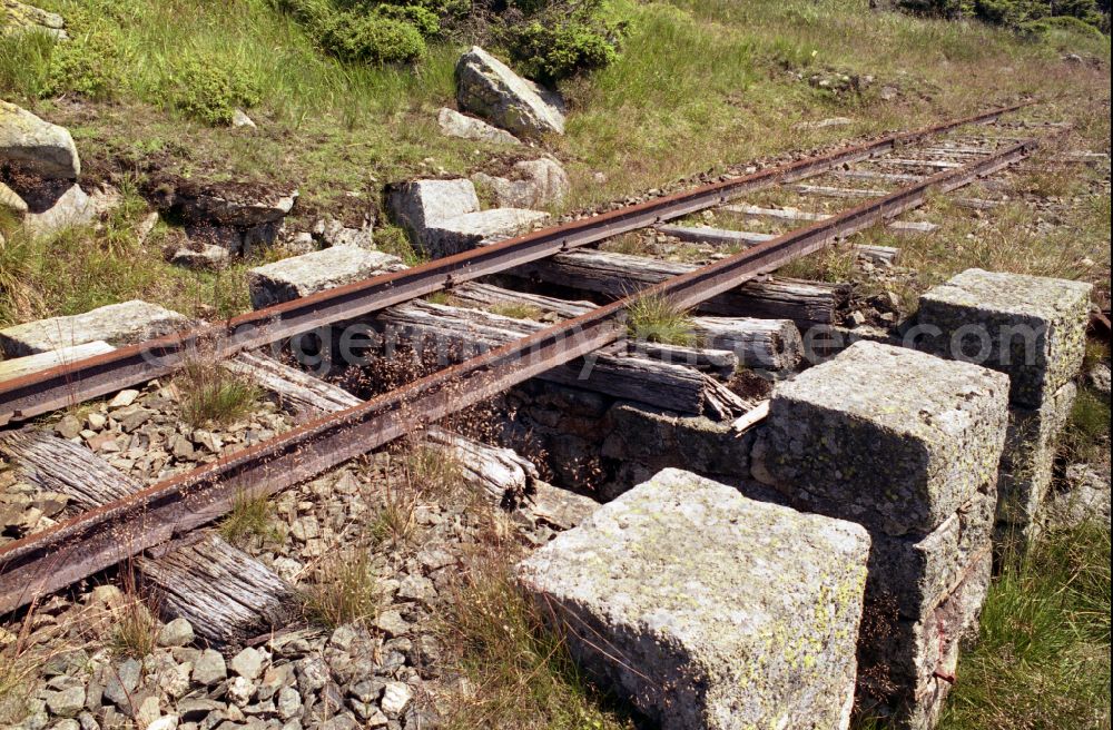 GDR image archive: Schierke - Neglected track layout and track systems on the railway line on the summit plateau of the Brocken after its release for civilian visitor traffic in Schierke in the state of Saxony-Anhalt in the area of the former GDR, German Democratic Republic