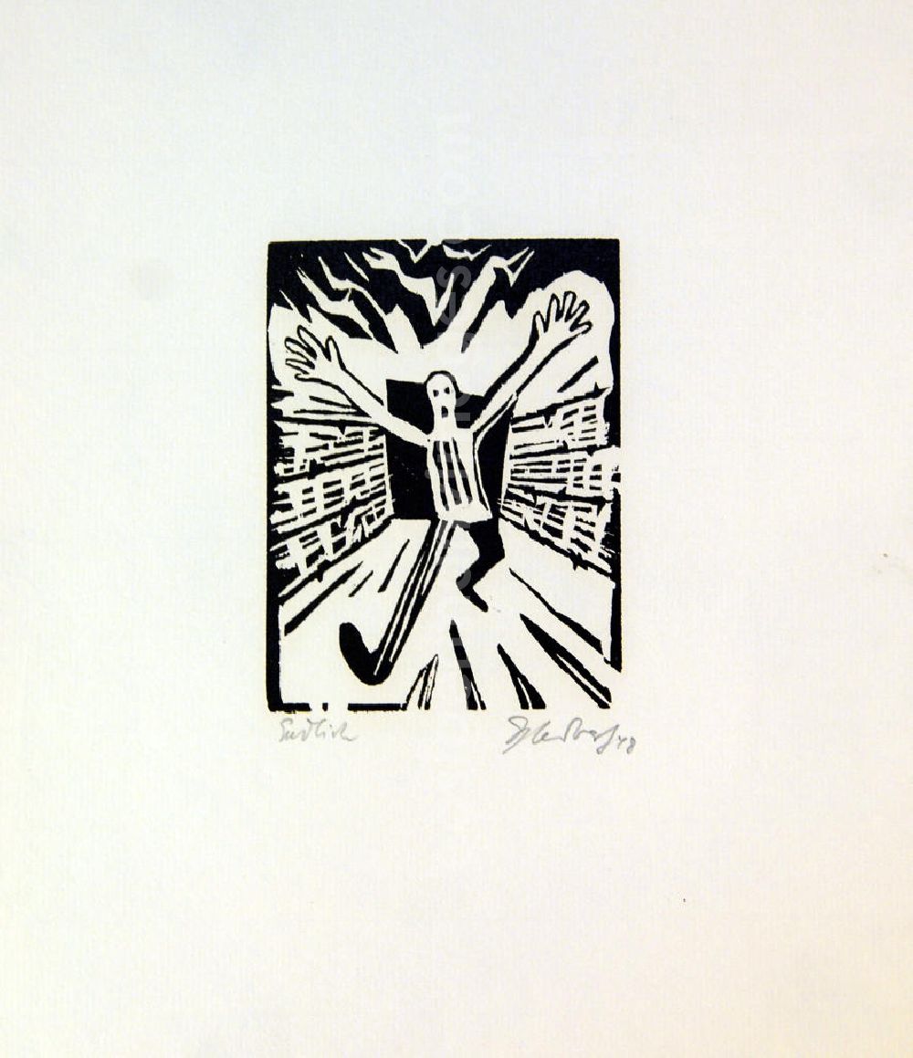 Berlin: Grafik von Herbert Sandberg Endlich aus dem Jahr 1948, 18,0x14,5cm Holzschnitt, handsigniert, II 15/4