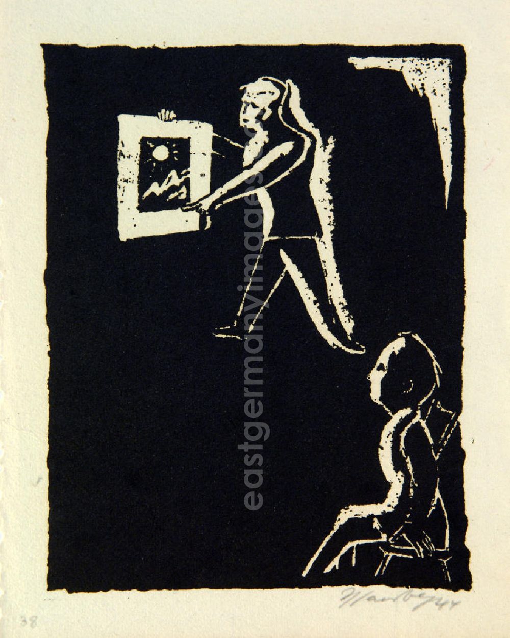 GDR image archive: Berlin - Grafik von Herbert Sandberg Die Kunst aus dem Zyklus „Eine Freundschaft“ (von 1944/46) aus dem Jahr 1944, 15,9x2