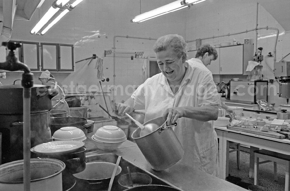 Oderwitz: Kitchen equipment for a commercial large kitchen in Oderwitz, Saxony on the territory of the former GDR, German Democratic Republic