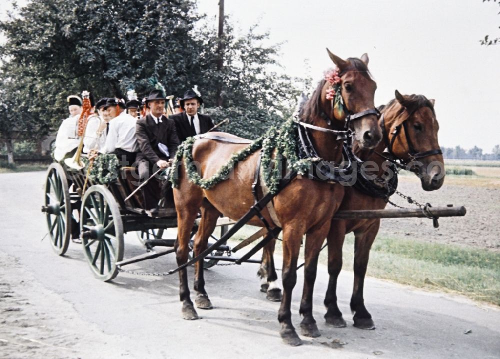 GDR picture archive: Radibor - Wedding carriage and costumes and garments the Sorbian minority in Milkel in the state Saxony on the territory of the former GDR, German Democratic Republic