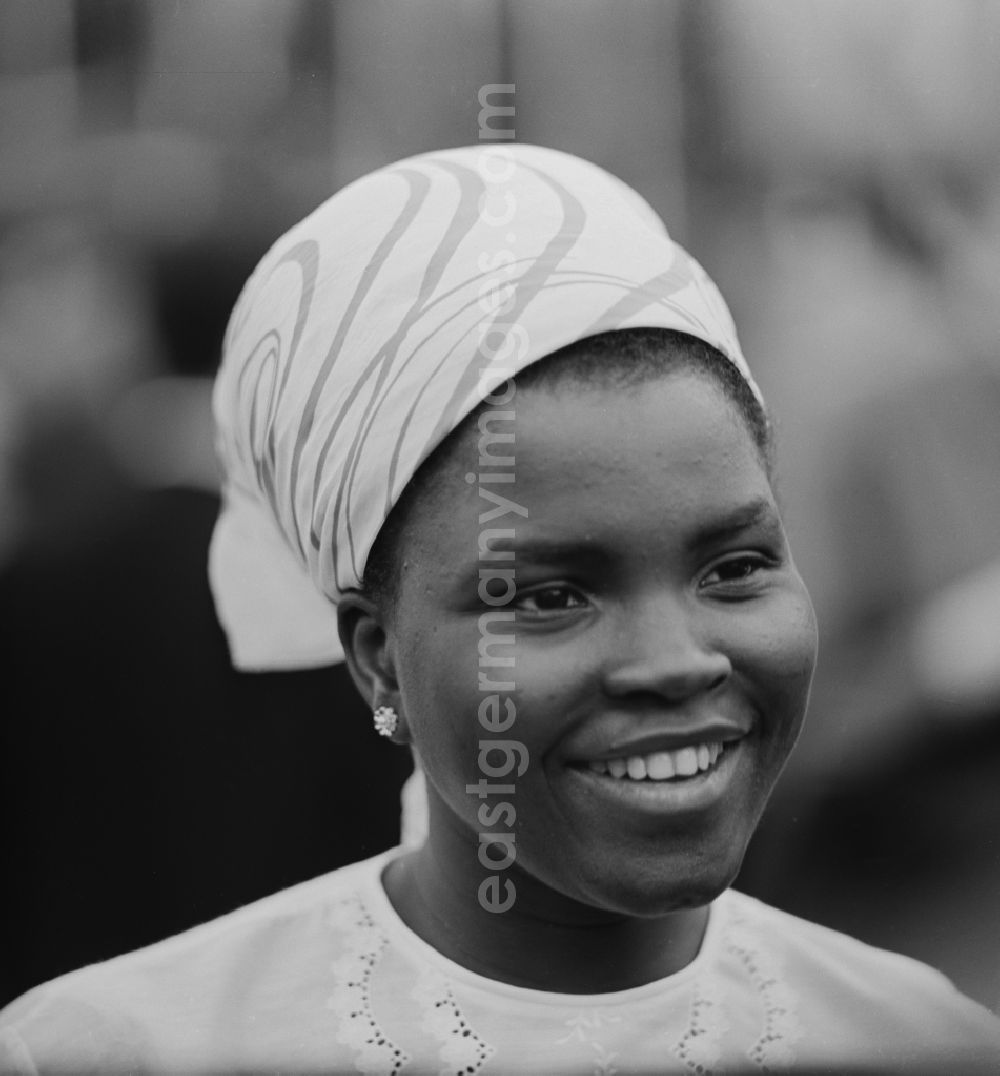 GDR image archive: Chemnitz - Young African woman at the Pentecost meeting of the youth in 1967 in Karl - Marx - Stadt today Chemnitz in Saxony