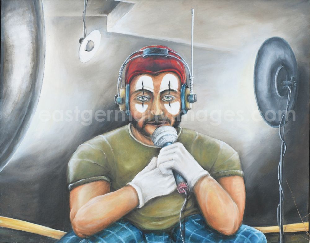 GDR picture archive: Berlin - Oil on canvas Karaoke Clown by the artist Hubertus Gollnow in Berlin Eastberlin on the territory of the former GDR, German Democratic Republic