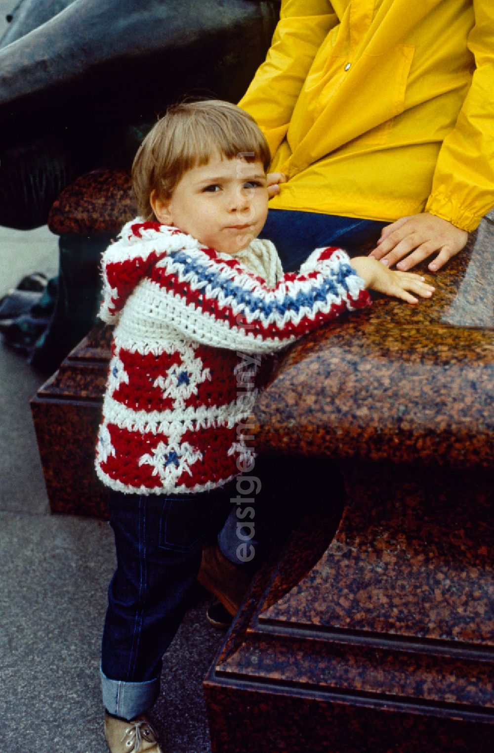 GDR photo archive: Berlin - Girl wearing a cardigan in Eastberlin on the territory of the former GDR, German Democratic Republic