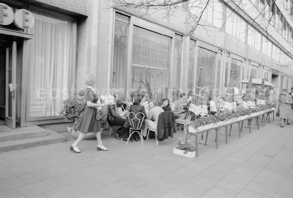 GDR picture archive: Berlin - Tourists and Berliners in the small café Unter den Linden, today cafe Einstein, in Berlin, the former capital of the GDR, German democratic republic