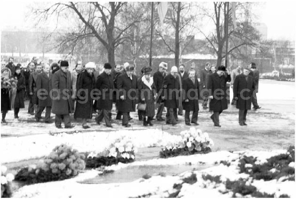 GDR image archive: Berlin - 03.01.1986 Kranzniederlegung in Berlin-Friedrichsfelde zum Gedenken an den 11