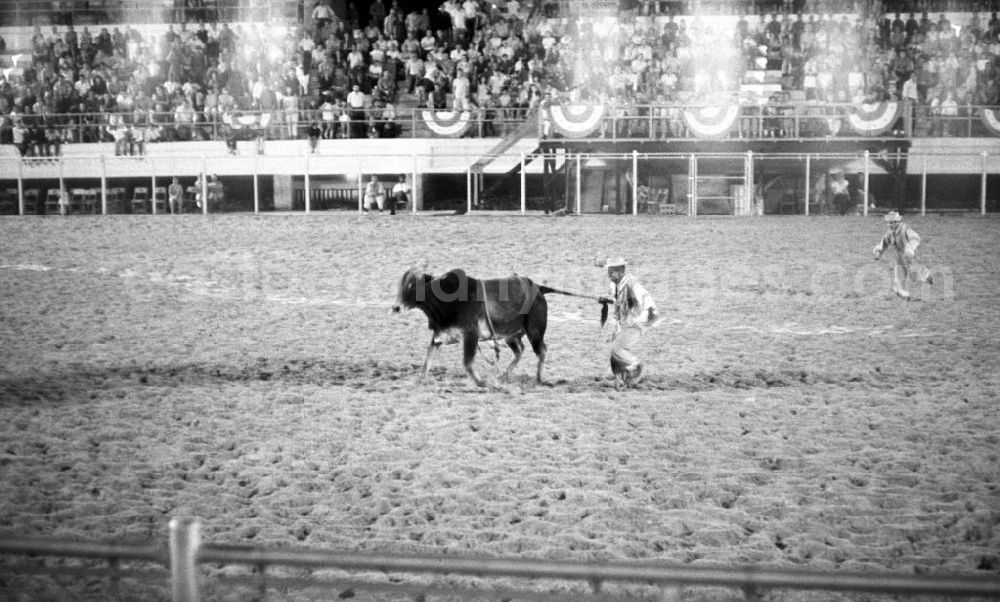 GDR image archive: Havanna - In der Nationalen Rodeo-Arena in Havanna werden regelmäßig Reitwettbewerbe, Clownsaufführungen und Bullen-Zureiten präsentiert.