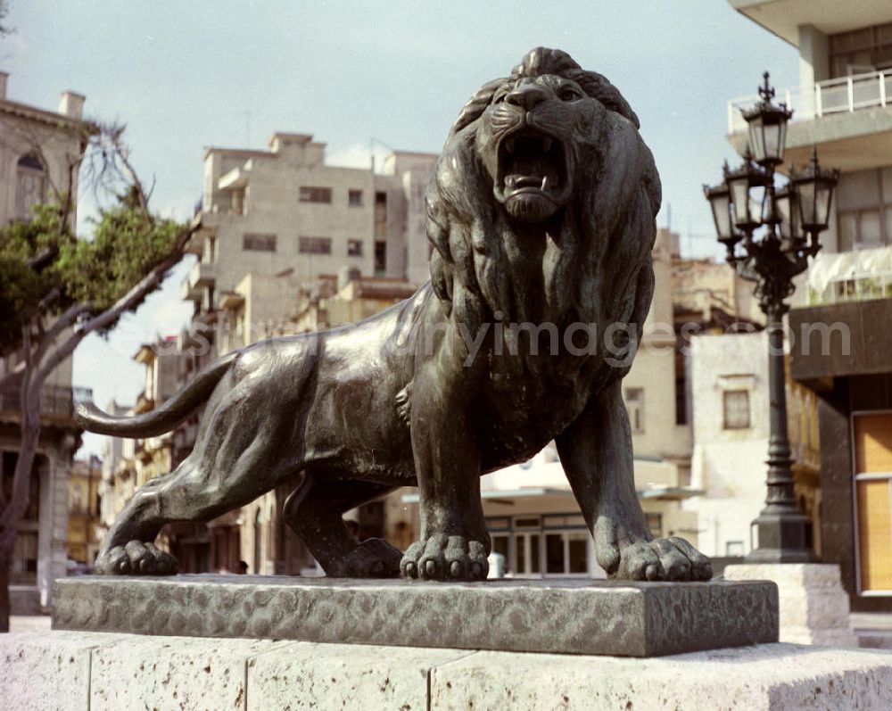 Havanna: Löwenstatue auf dem Paseo del Prado, dem Prachtboulevard der kubanischen Hauptstadt Havanna.