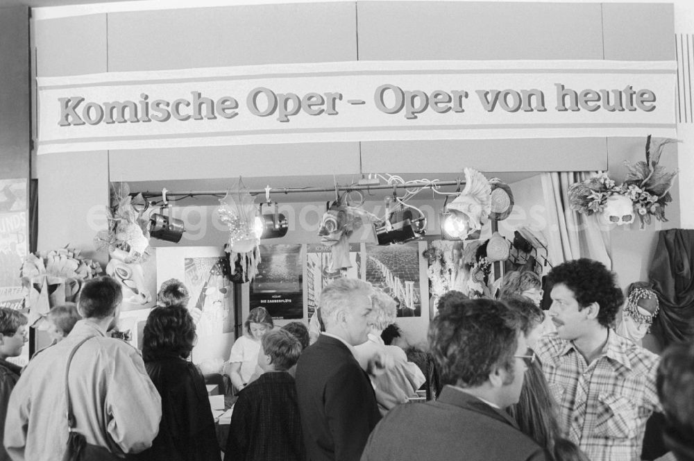 Berlin: Cultural supply of creators of literature and theater in the foyer of the Volksbuehne at the fair for public entertainment during the 1st of may in Berlin in Germany