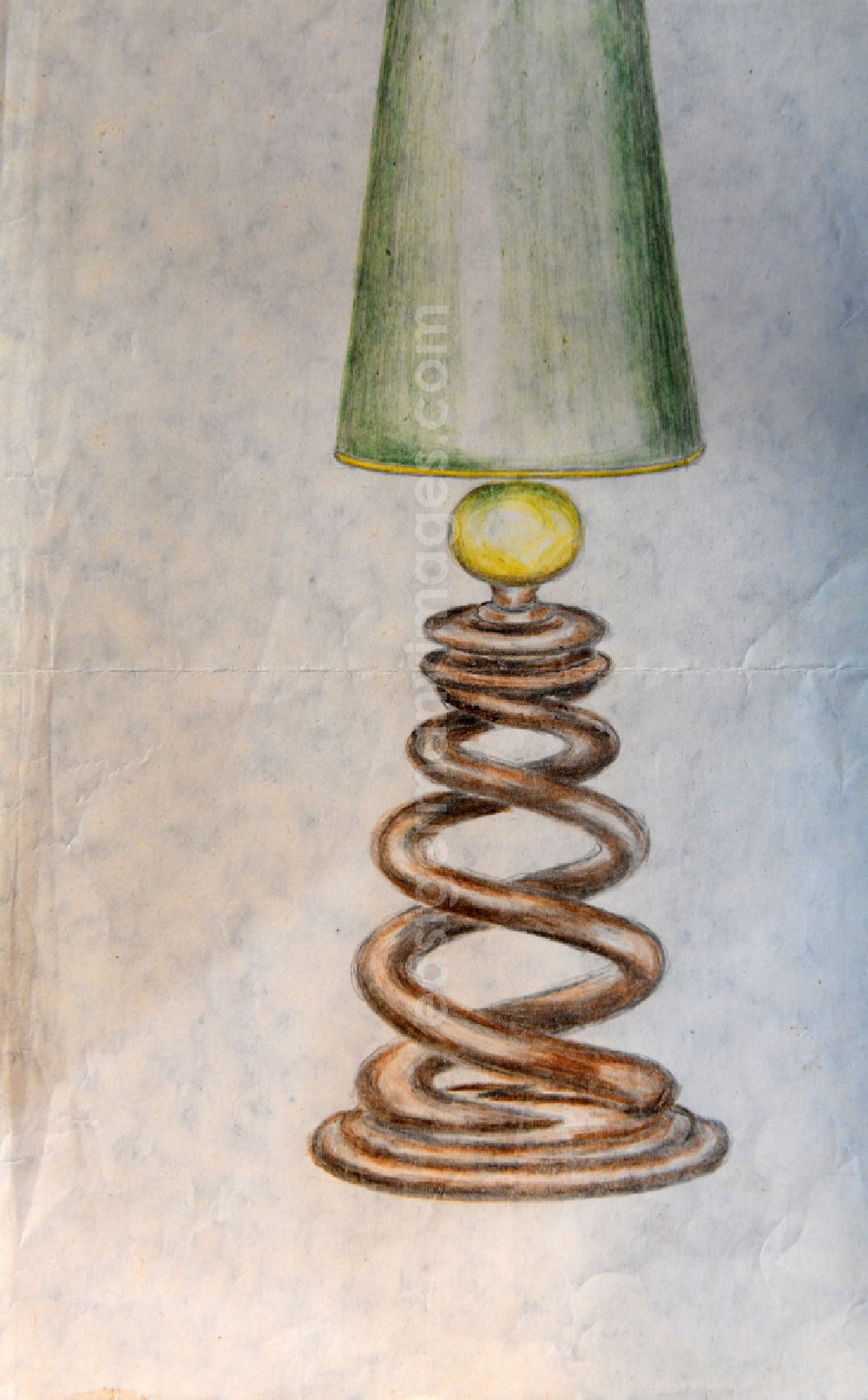 GDR image archive: Halberstadt - VG Image free work: Colored pencil drawing Lamp by the artist Siegfried Gebser in Halberstadt in the state of Saxony-Anhalt in the area of the former GDR, German Democratic Republic